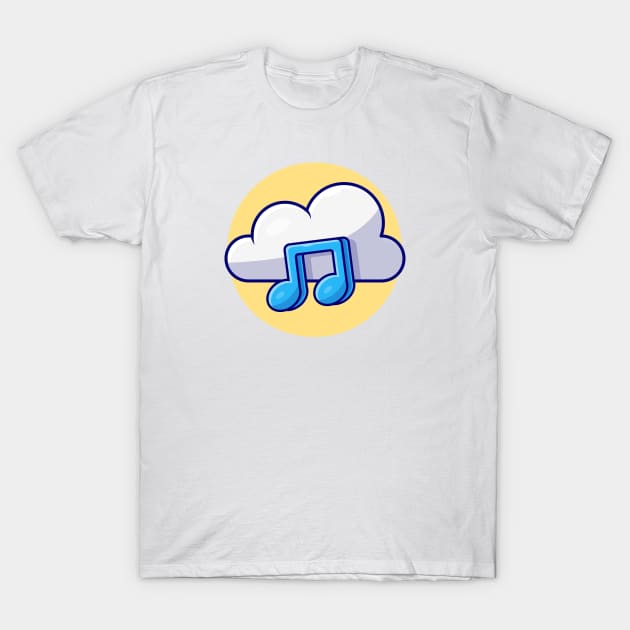 Cloud Music with Tune and Note of Music Cartoon Vector Icon Illustration T-Shirt by Catalyst Labs